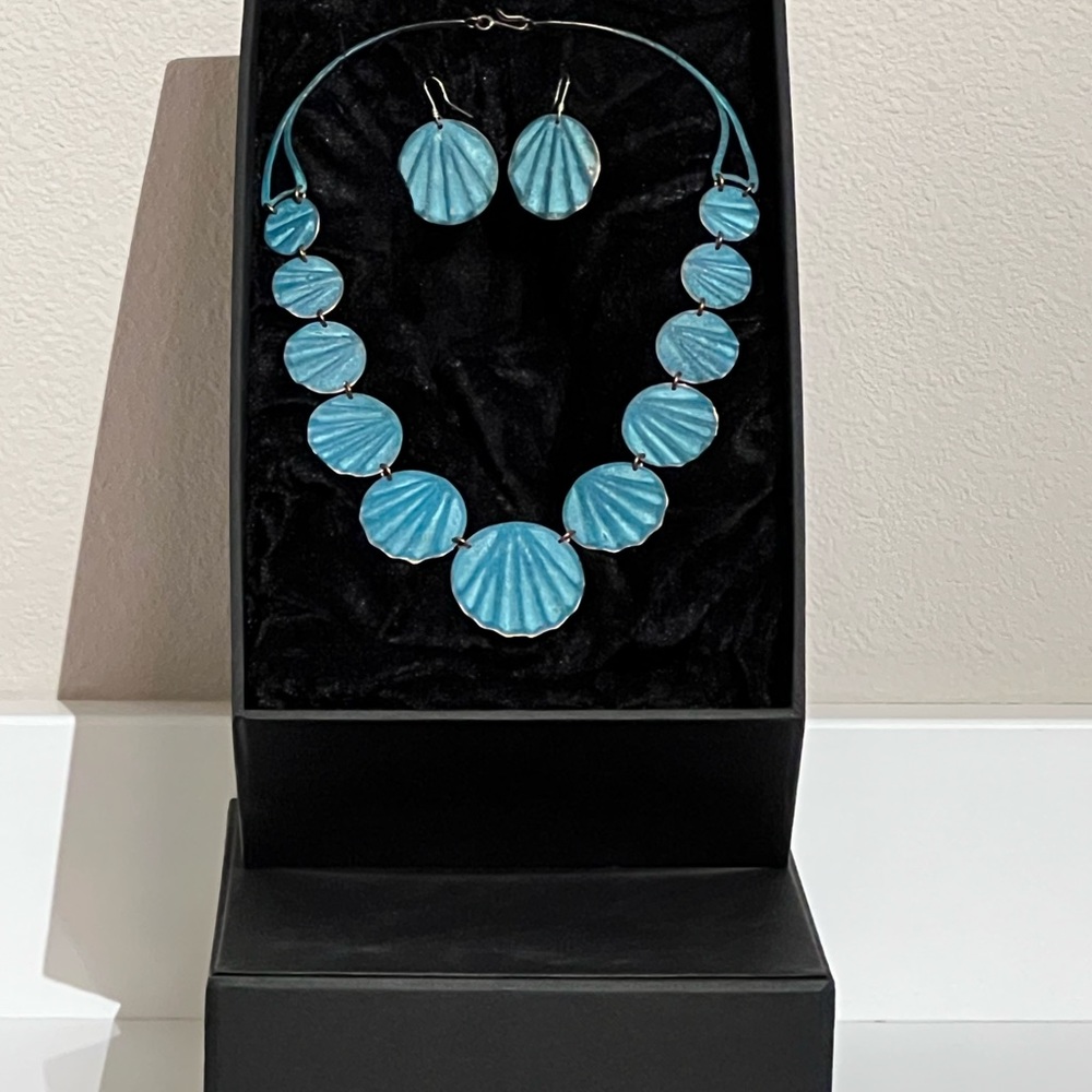 Artist handmade copper necklace and earrings
